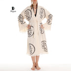 Boho Moon and Sun Print Organic Cotton Kimono Robe for Beach Days