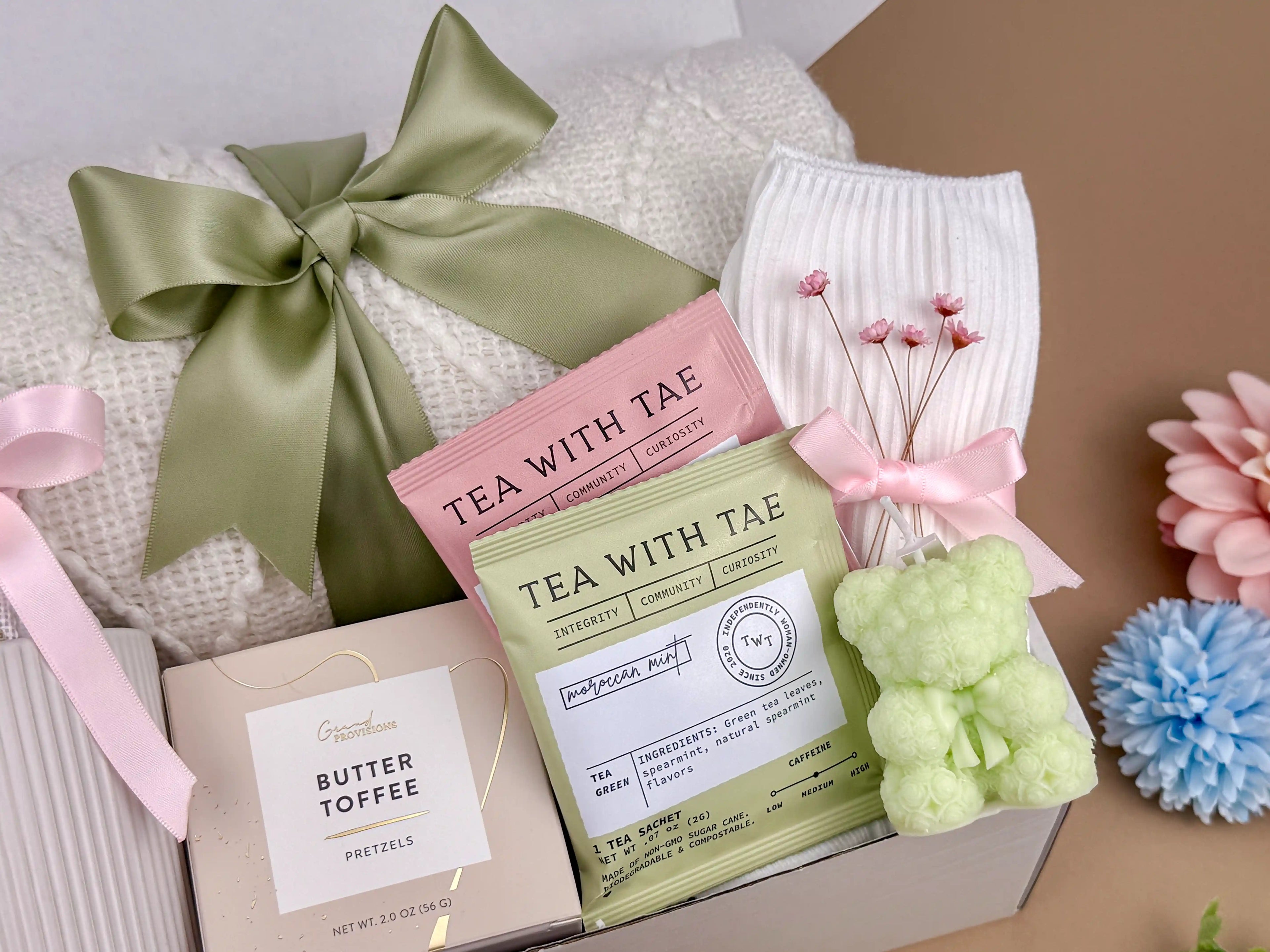 Cozy Gift Basket for Women with Blanket, Mug & Sweet Treats | Self Care Gift Box for Her