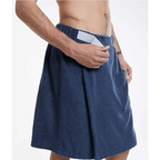 Men Plush Fleece Wrap Spa Gym Bath Wrap Solid Color Classy Design Bathrobes With Pocket Trendy Men's Bath Wrap